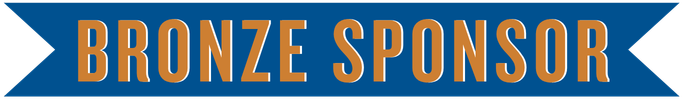 blue ribbon with bronze color text that says bronze sponsor